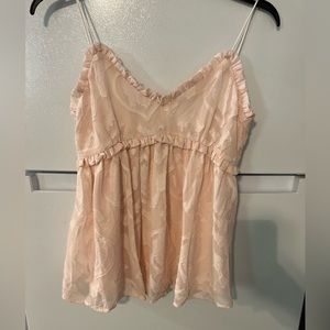 SUMMER ROMANCE TANK Baby Doll Button Back Flowy - BLUSH M Vintage Style Boutique